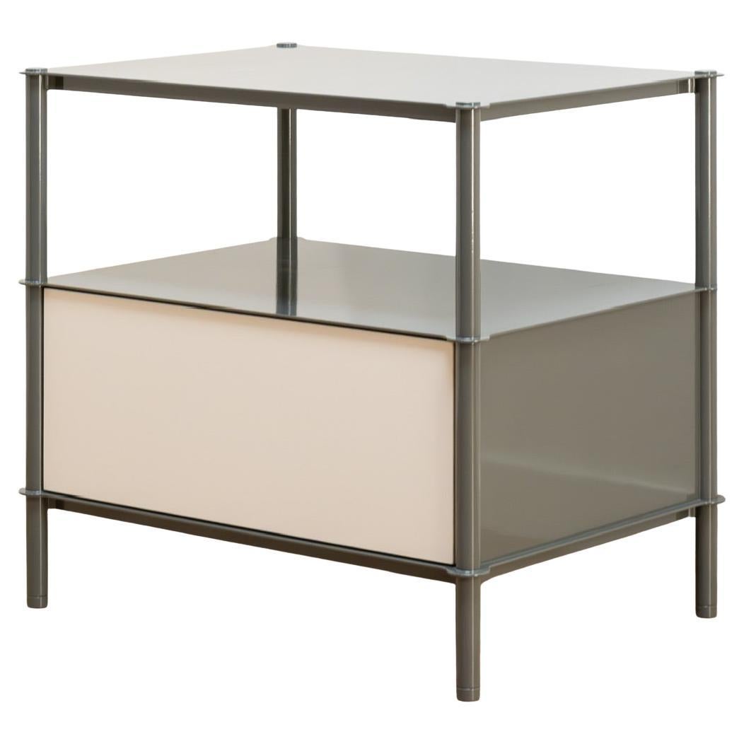 Mezzo End Table in Powder Coated Steel, Linoleum, and Oak by Laylo Studio For Sale