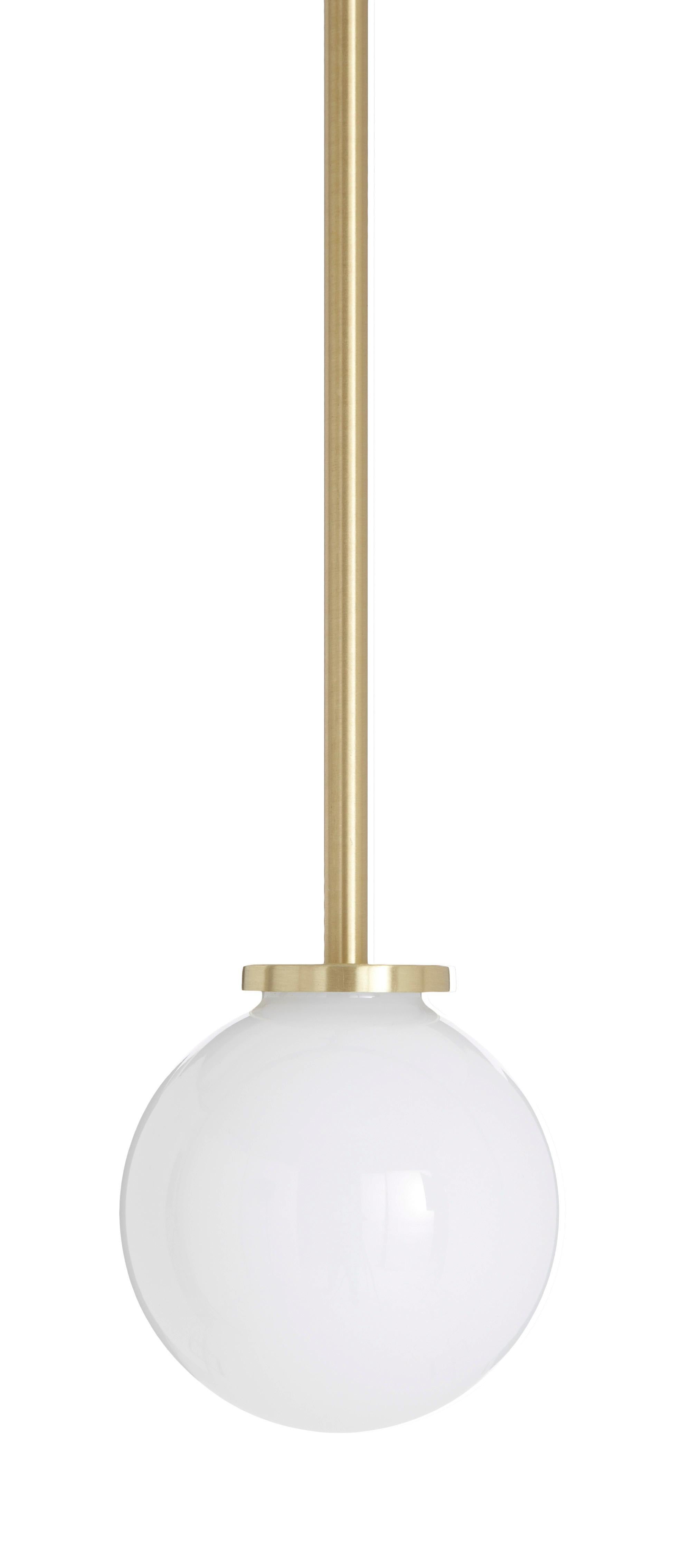 Mezzo pendant by CTO Lighting
Materials: satin brass with opal glass shade and satin brass drop rod
Dimensions: H 15 x W 12 cm

All our lamps can be wired according to each country. If sold to the USA it will be wired for the USA for instance.
Other