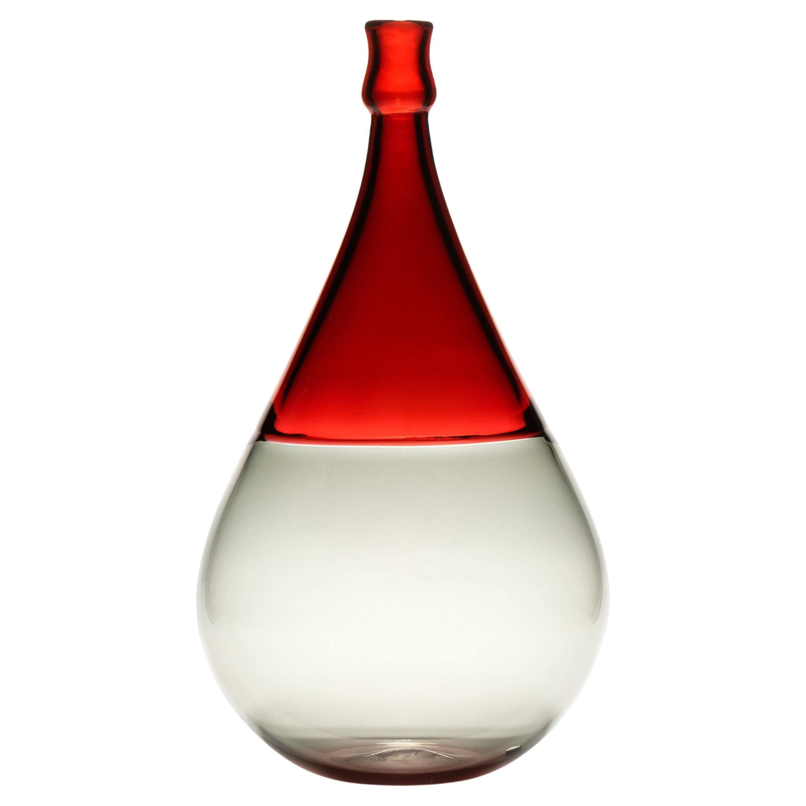 Mezzo Vuoto Bottle - Cherry and Smoke, glass encalmo bottle, "Half Empty"