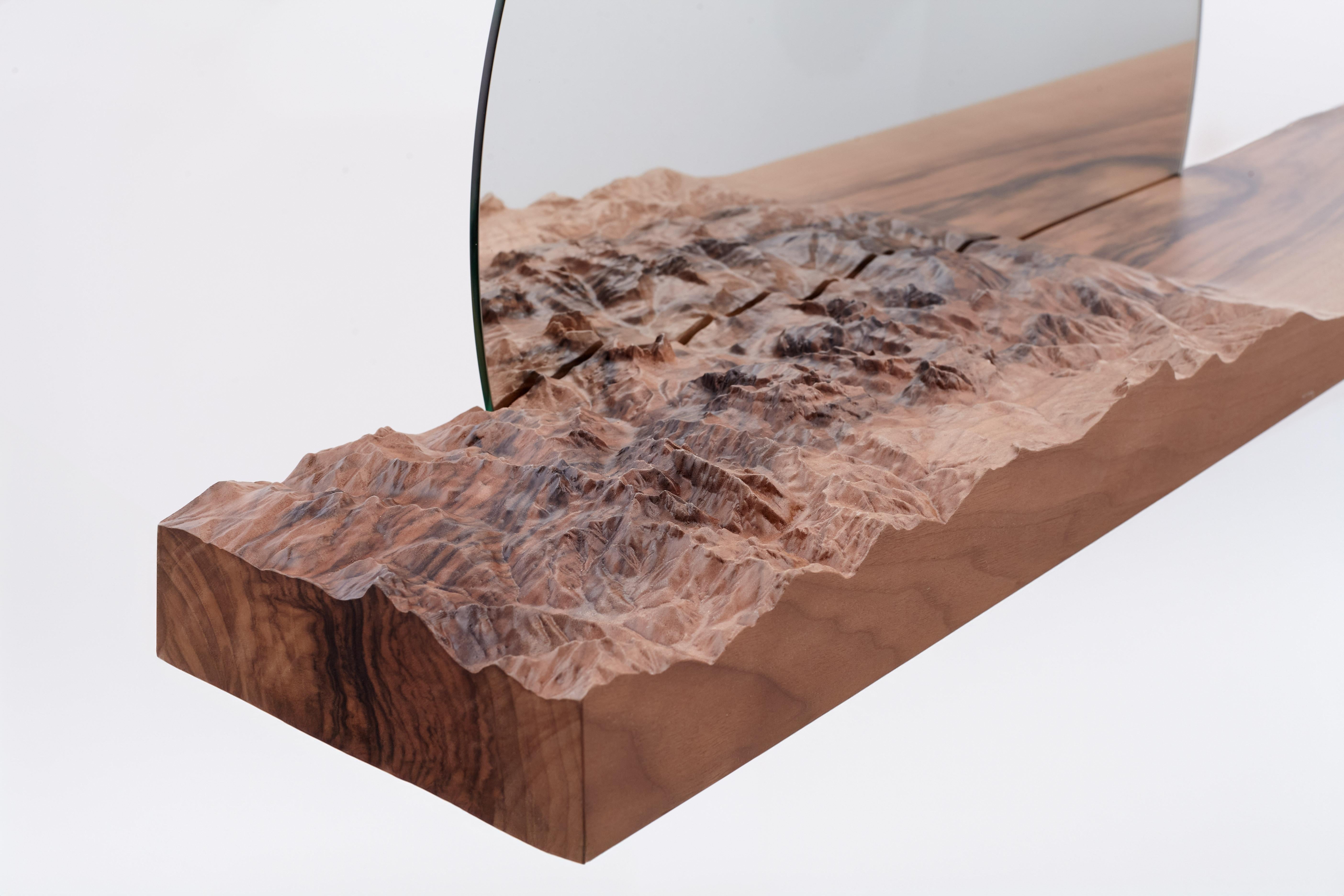 Post-Modern Mezzocielo Natural Oak, Bevelled Mirror by DOLOMITISCH For Sale