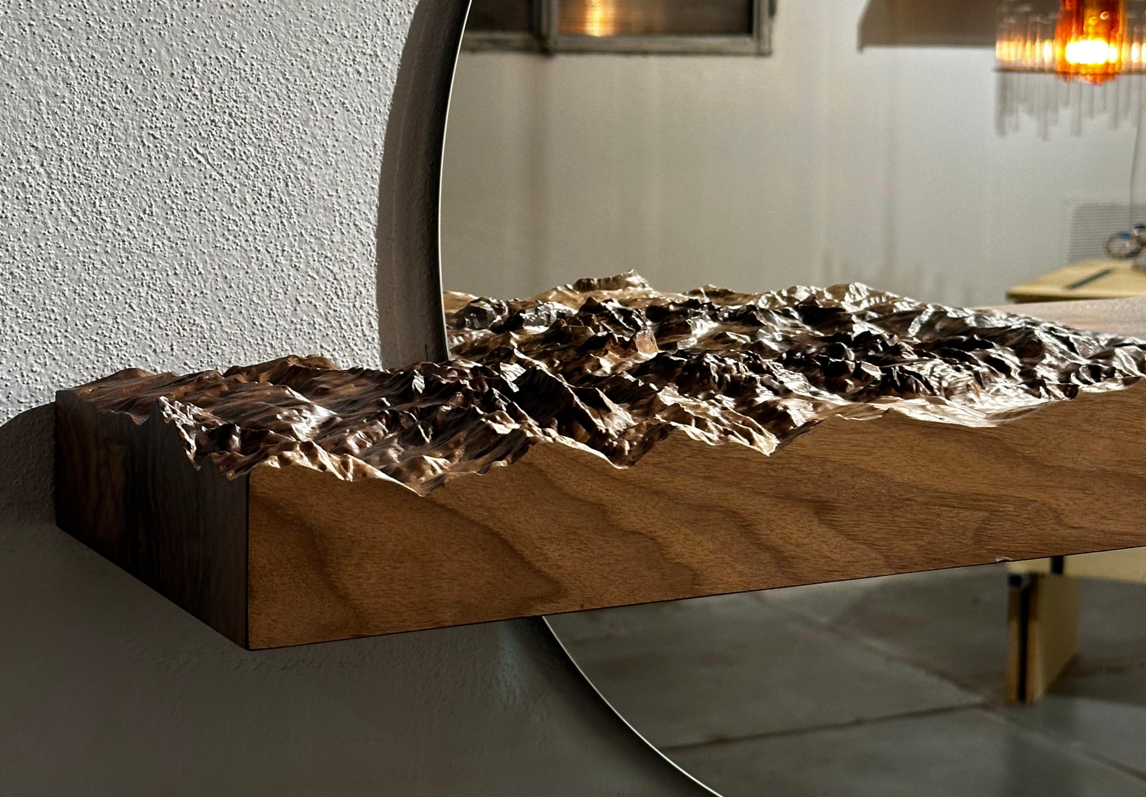 Italian Mezzocielo Natural Oak, Bevelled Mirror by DOLOMITISCH For Sale