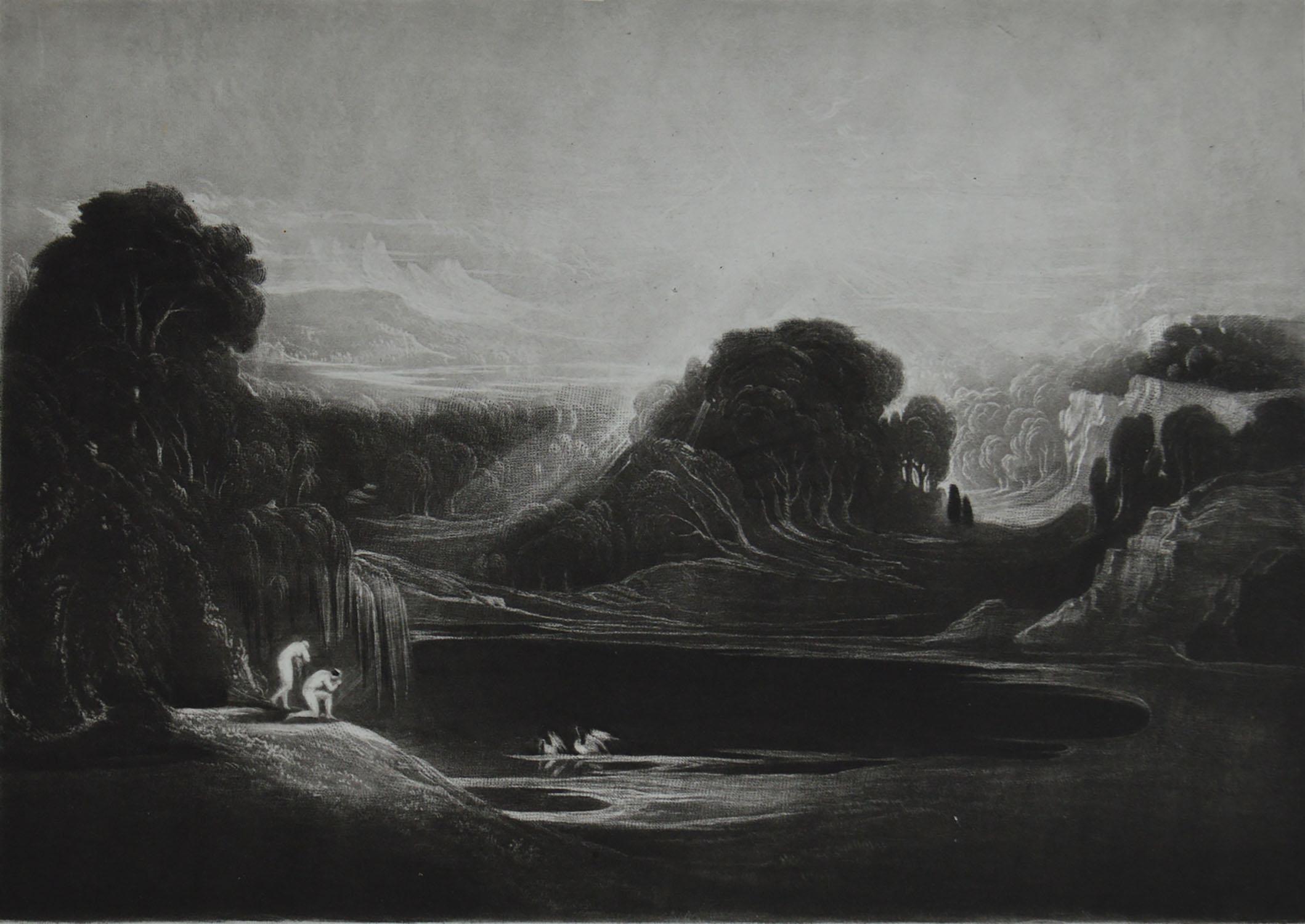Romantic Mezzotint by John Martin, Adam and Eve-The Morning Hymn, Washbourne, 1853