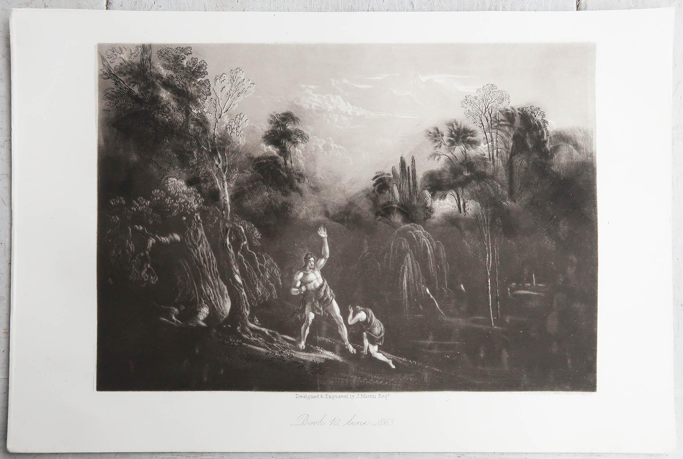 Mezzotinto von John Martin, Adam im Kampf mit Eva, Washbourne, 1853 (Romantik) im Angebot