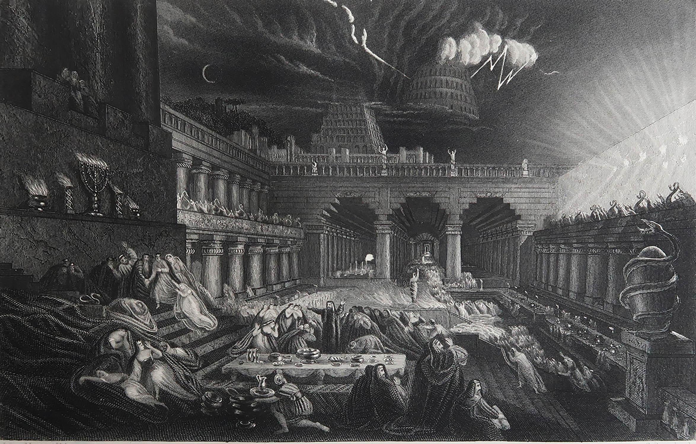 Sensational image by John Martin.

Drawn and engraved by John Martin. 

Published by Sangster

Unframed.



