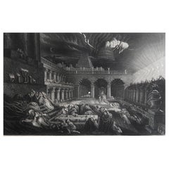 Mezzotint by John Martin, Belshazzar's Feast, Sangster, C.1850