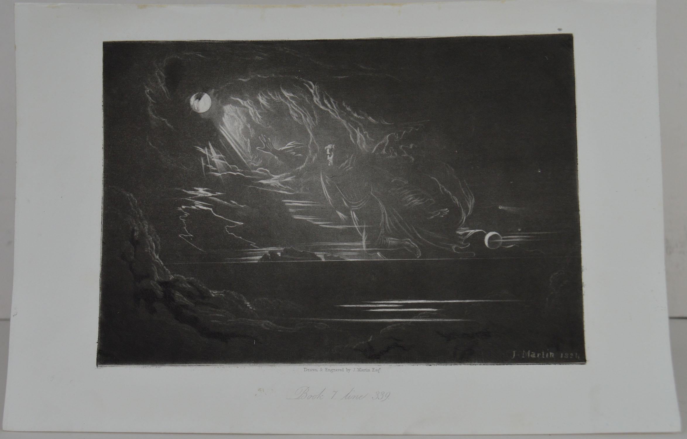 Sensational image by John Martin.

Titled: Creation of Light

Drawn and engraved by John Martin. From the highly regarded Washbourne Publication of Milton's Paradise Lost, 1853.

Unframed.

 