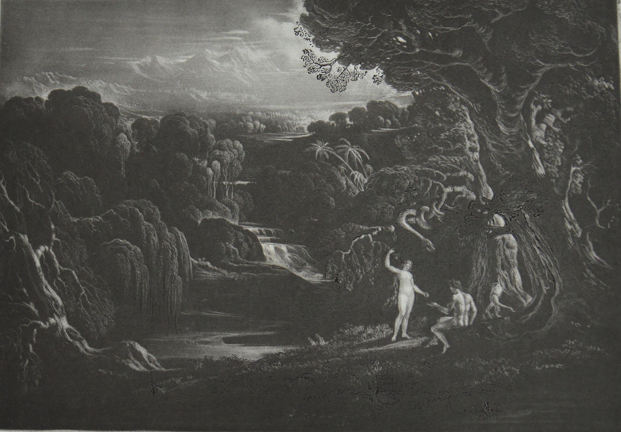Romantic Mezzotint by John Martin, Eve Presenting the Forbidden Fruit, Washbourne, 1853