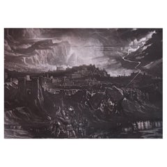 Mezzotint by John Martin, Fall of the Walls of Jericho, Sangster, C.1850