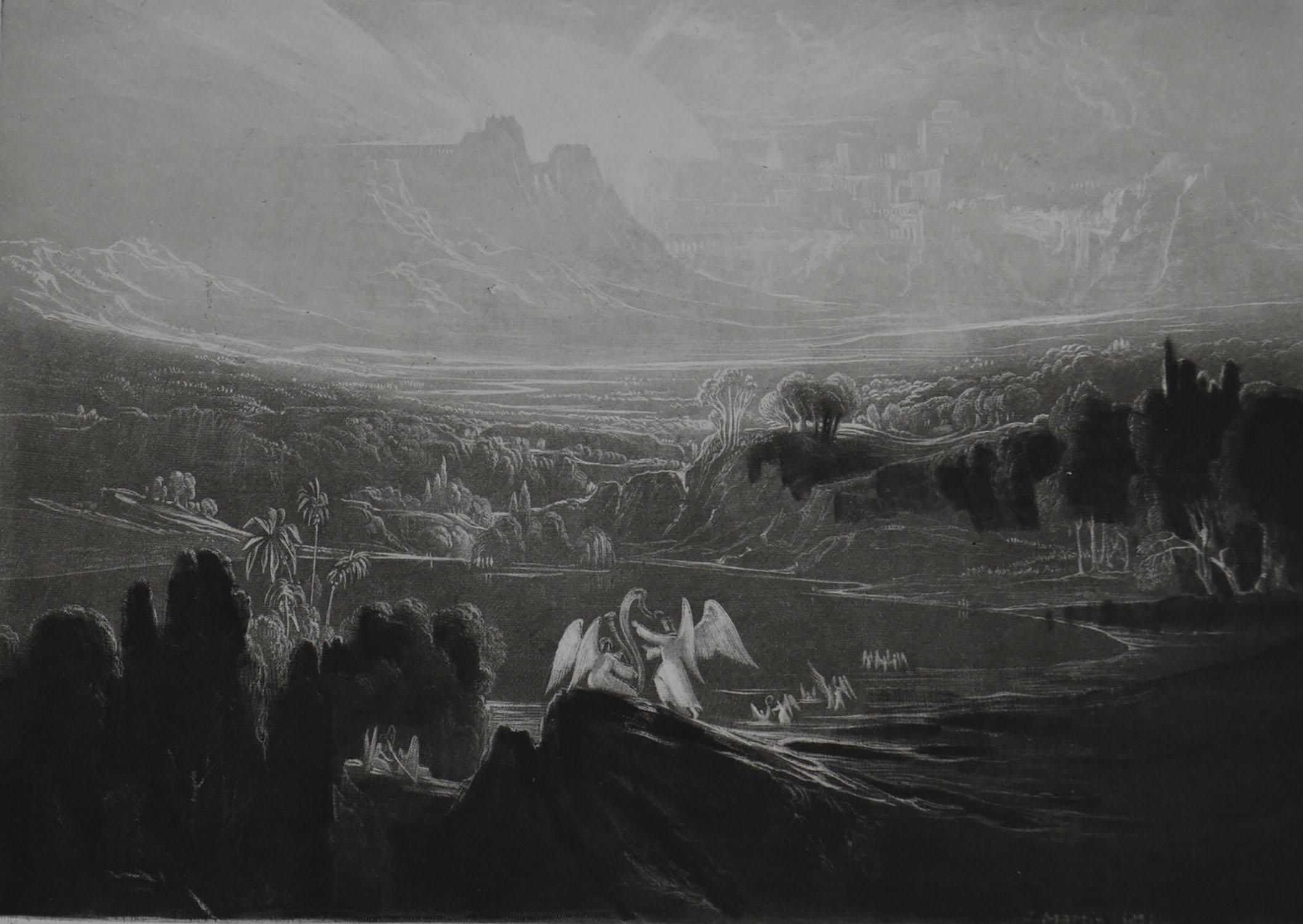 Romantic Mezzotint by John Martin, Heaven-Rivers of Bliss, Washbourne, 1853