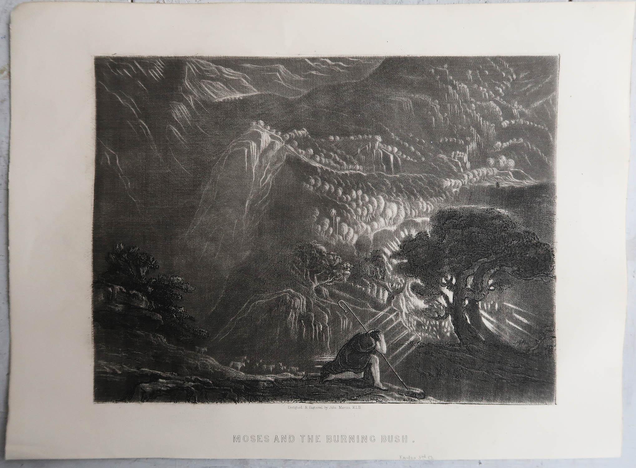 Romantic Mezzotint by John Martin, Moses and the Burning Bush, Sangster, circa 1850 For Sale