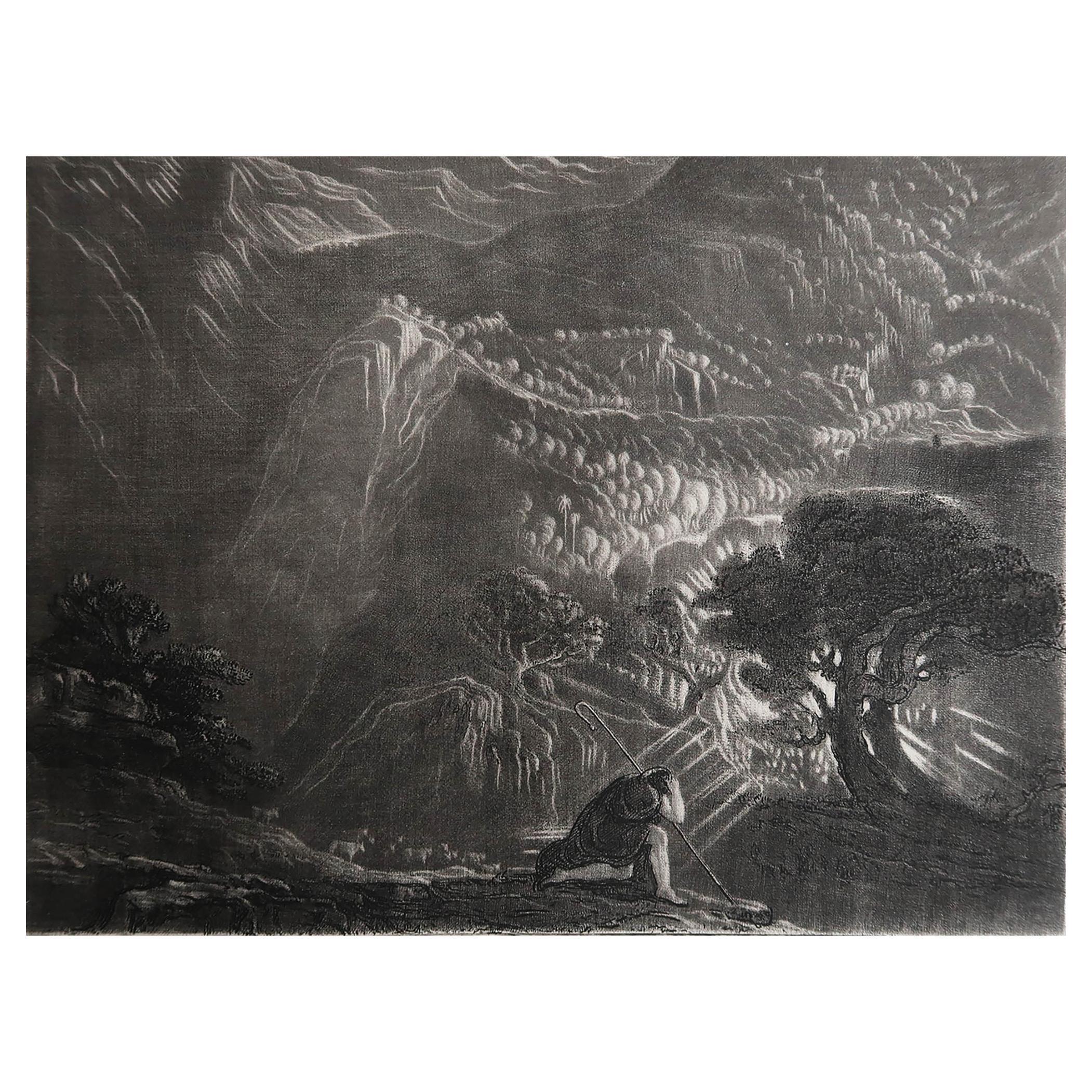 Mezzotint by John Martin, Moses and the Burning Bush, Sangster, circa 1850
