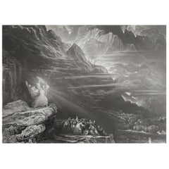 Mezzotint by John Martin, Moses Breaking the Tables, Sangster, circa 1850
