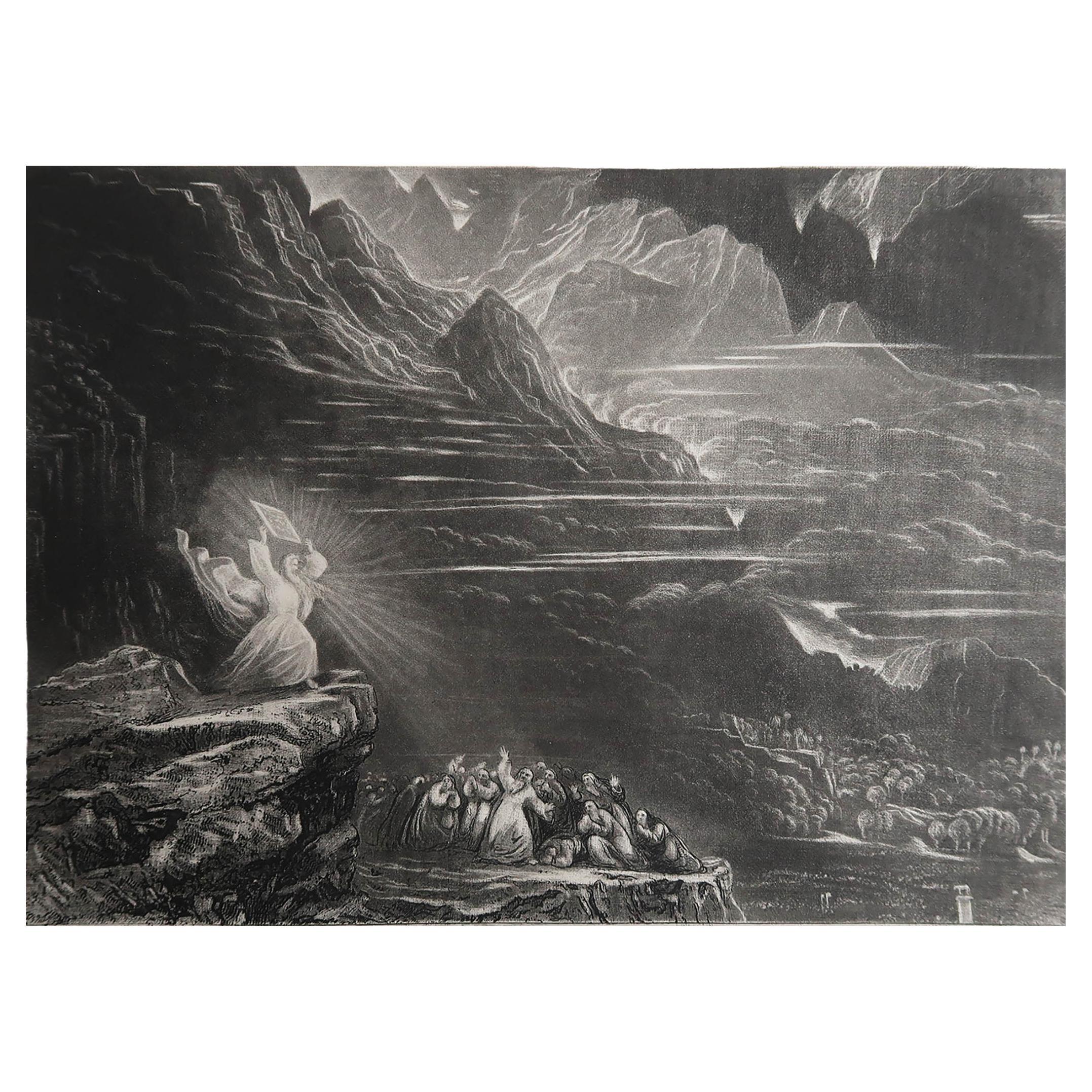 Mezzotint by John Martin, Moses Breaking the Tables, Sangster, circa 1850