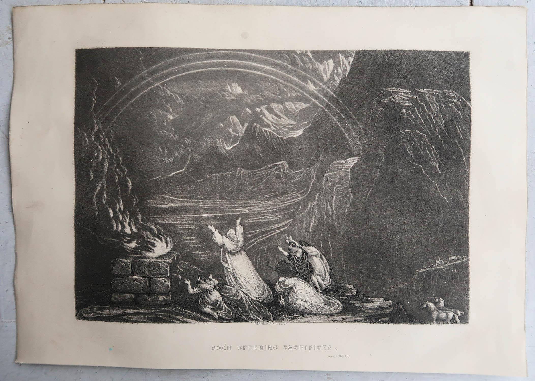 Romantic Mezzotint by John Martin, Noah Offering Sacrifices, Sangster, circa 1850 For Sale