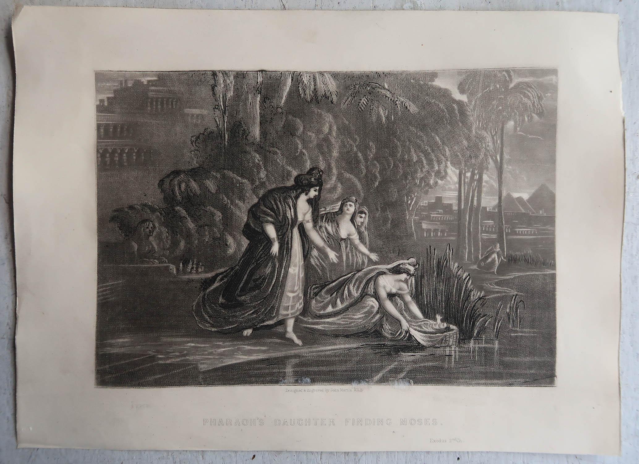 Romantique Mezzotint de John Martin, La fille de pharaon trouvant Moïse, Sangster, vers 1850 en vente