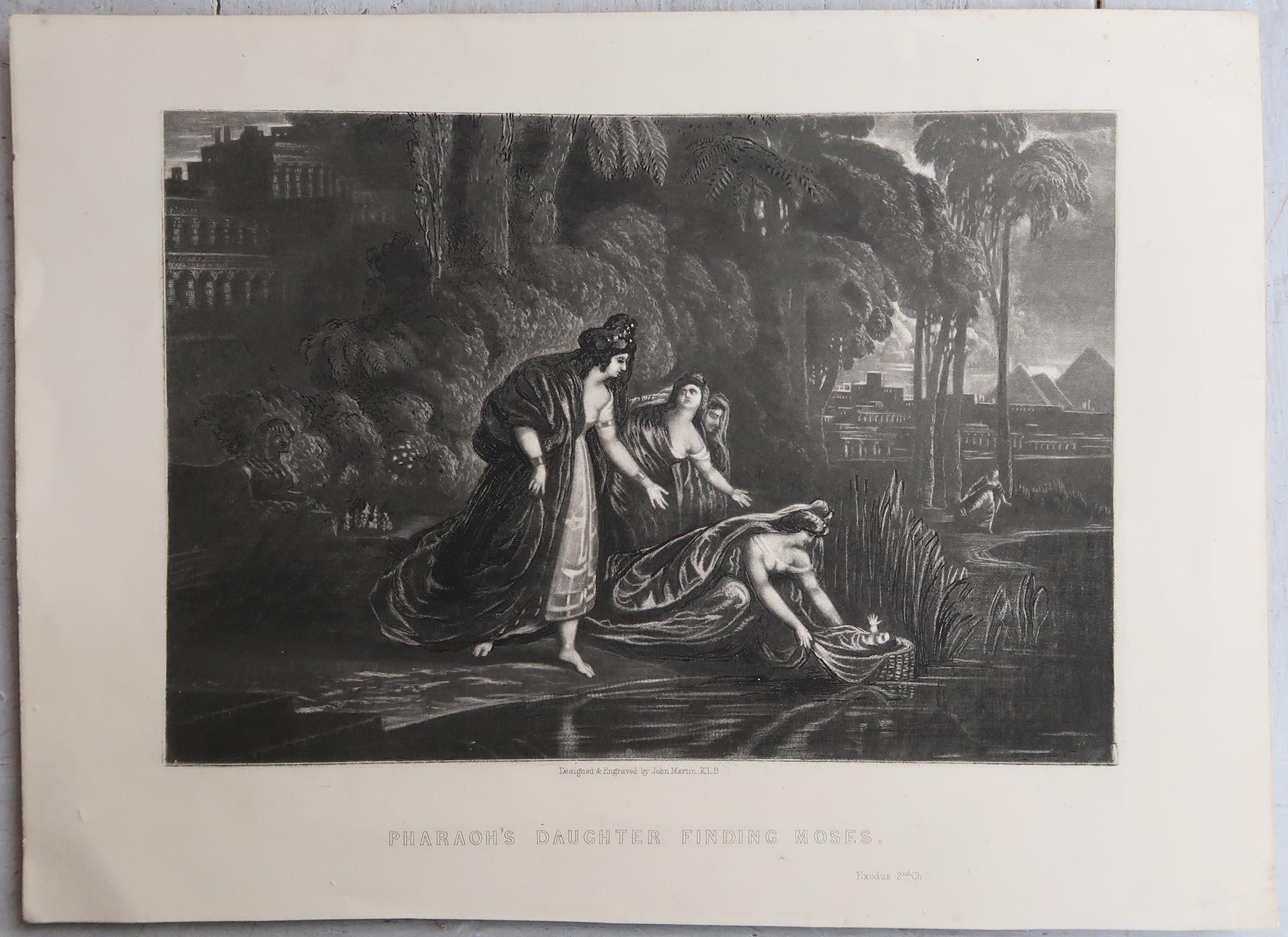 Romantic Mezzotint by John Martin, Pharaoh's Daughter Finding Moses, Sangster, C.1850