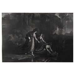 Mezzotint by John Martin, Pharaoh's Daughter Finding Moses, Sangster, C.1850