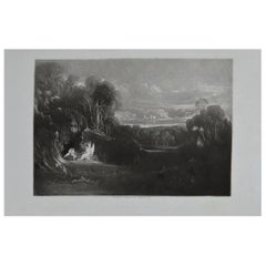 Mezzotint by John Martin, Raphael Conversing with Adam and Eve, Washbourne, 1853