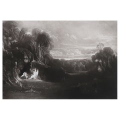 Mezzotint by John Martin, Raphael Conversing with Adam and Eve, Washbourne, 1853