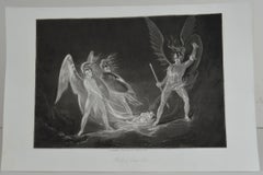 Mezzotint by John Martin, Satan Aroused, Washbourne, 1853