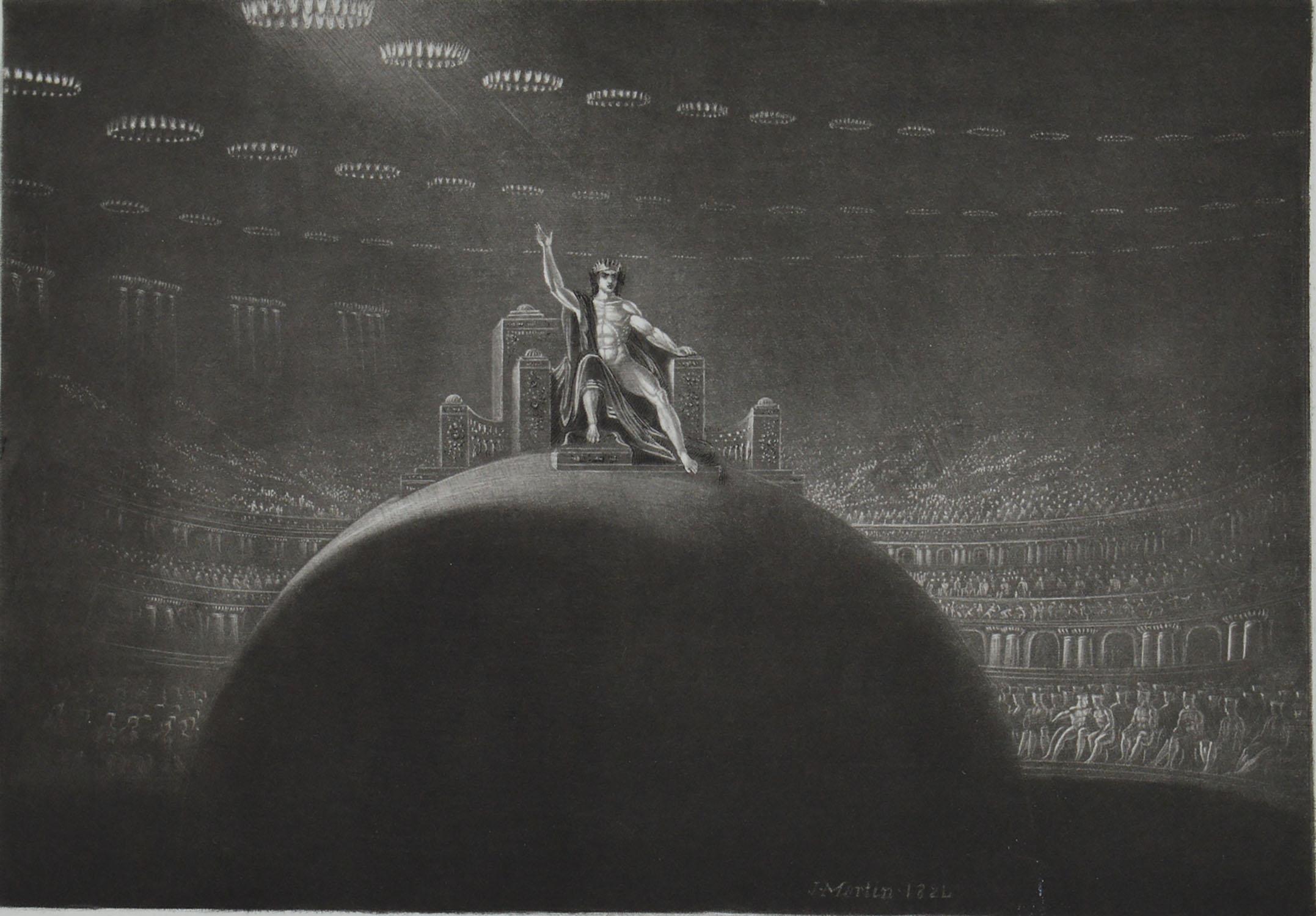 Romantic Mezzotint by John Martin, Satan on His Throne, Washbourne, 1853