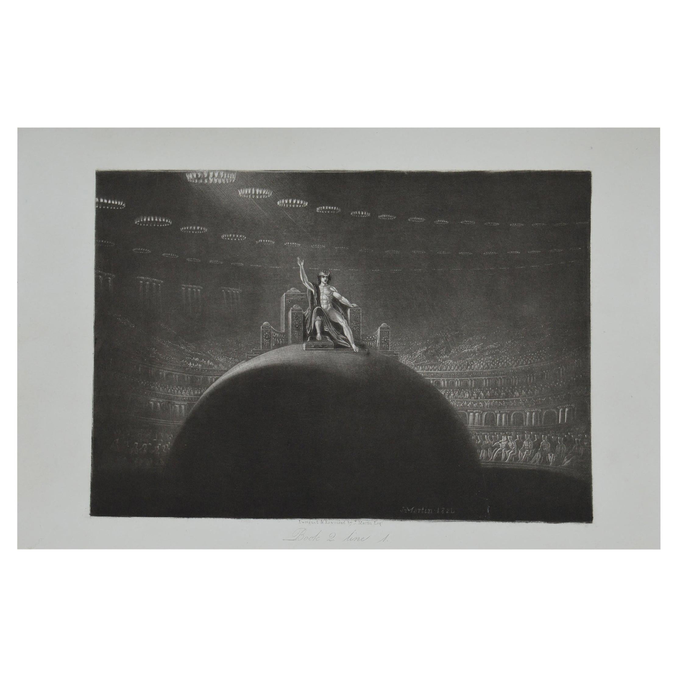 Mezzotint by John Martin, Satan on His Throne, Washbourne, 1853