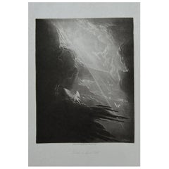Antique Mezzotint by John Martin, Satan Viewing the Ascent to Heaven, Washbourne, 1853