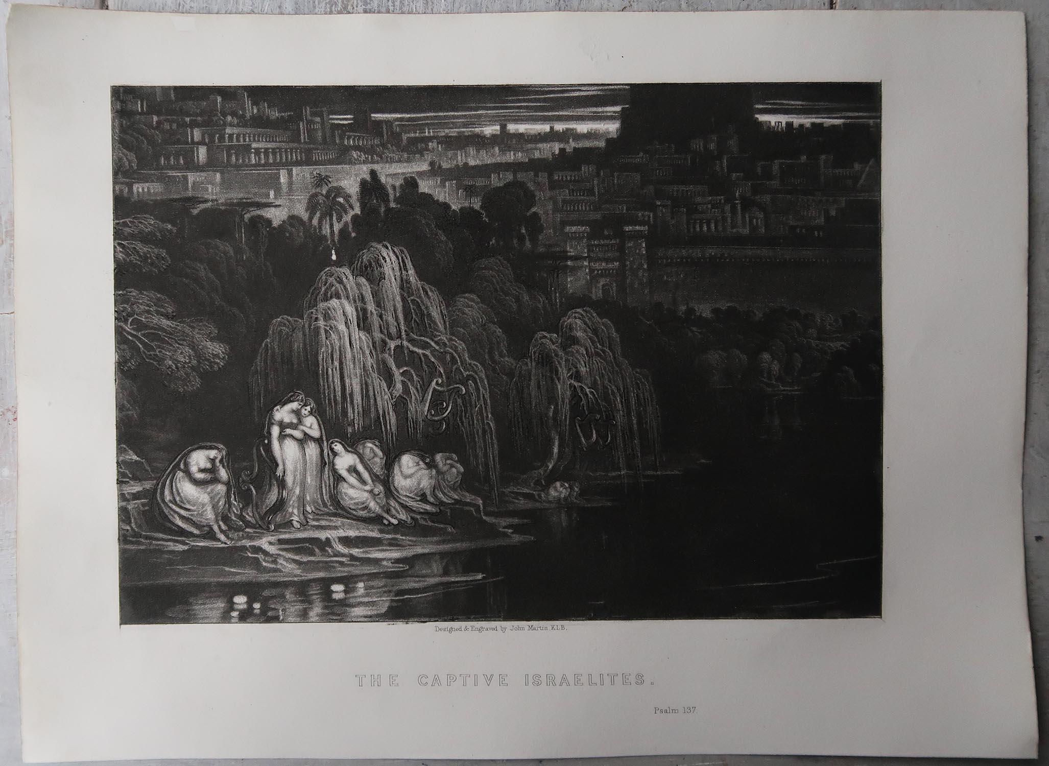Romantic Mezzotint by John Martin, the Captive Israelites, Sangster, C.1850