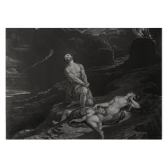 Mezzotint by John Martin, the Death of Abel, Sangster, C.1850