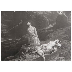 Mezzotint by John Martin, the Death of Abel, Sangster, C.1850