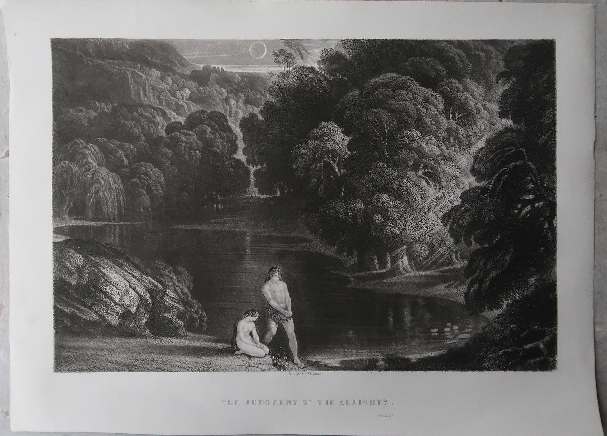 Romantic Mezzotint by John Martin, the Judgment of the Almighty, Sangster, C.1850