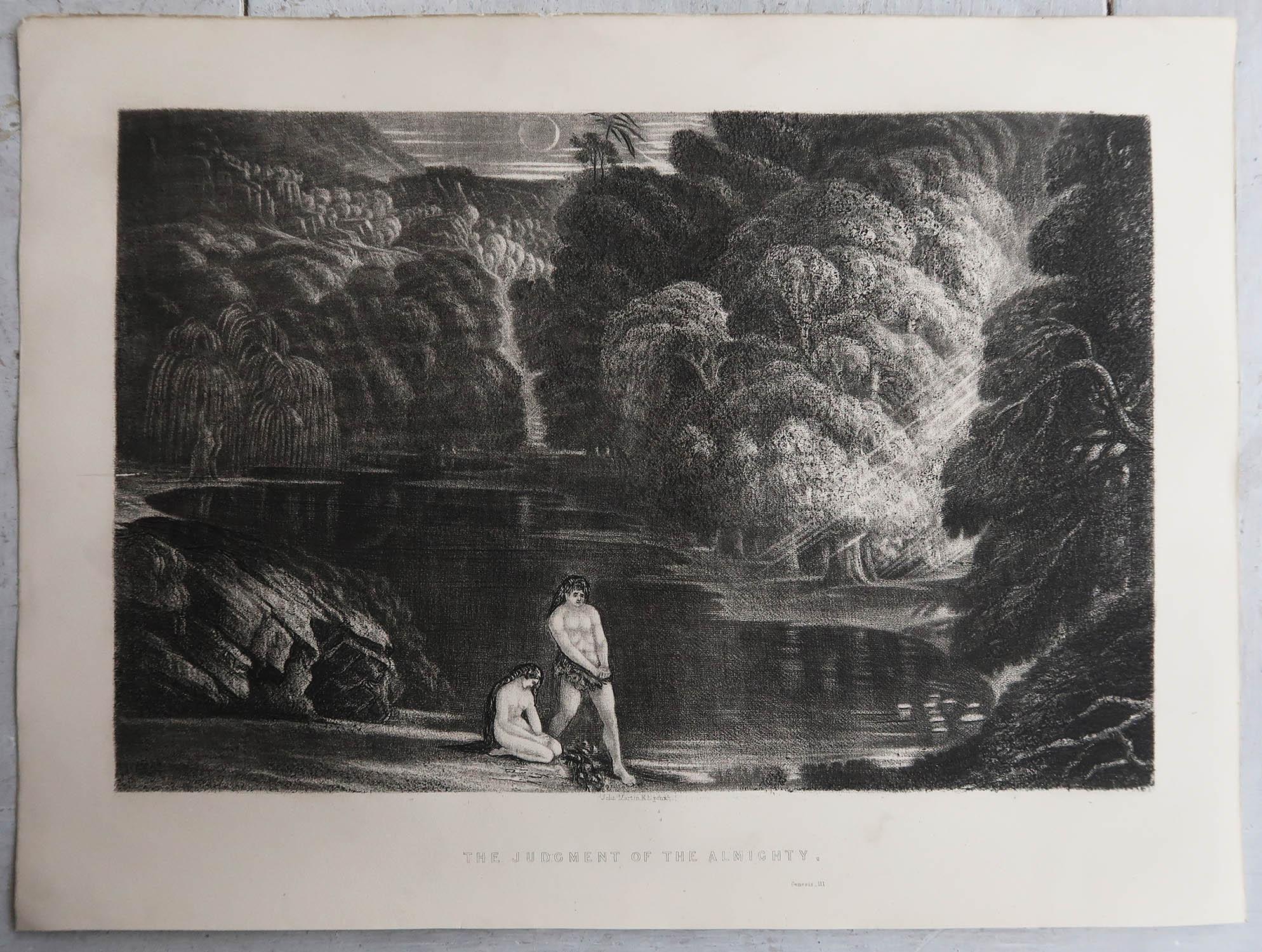 Romantic Mezzotint by John Martin, the Judgment of the Almighty, Sangster, circa 1850 For Sale