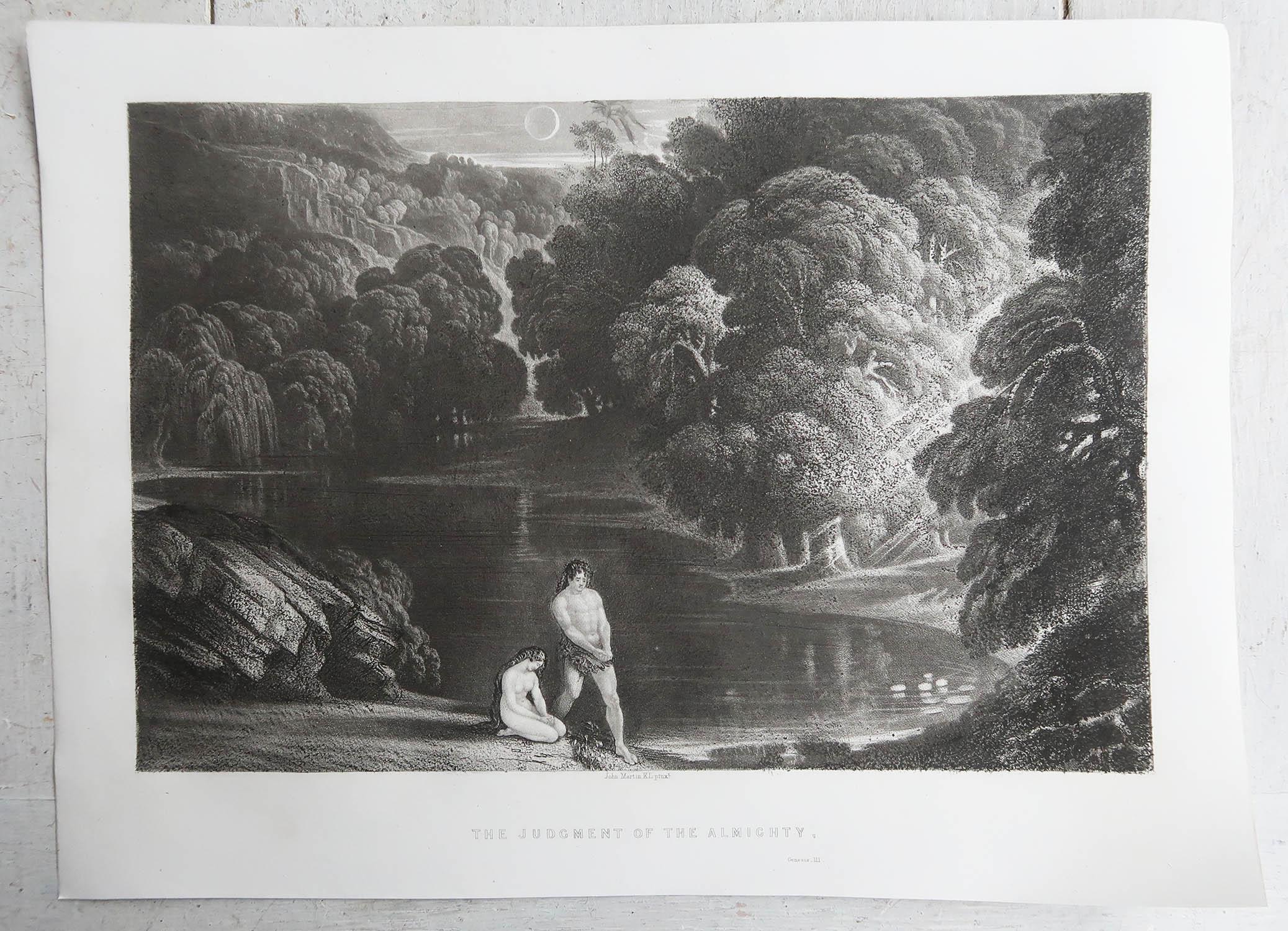 Romantic Mezzotint by John Martin, the Judgment of the Almighty, Sangster, circa 1850