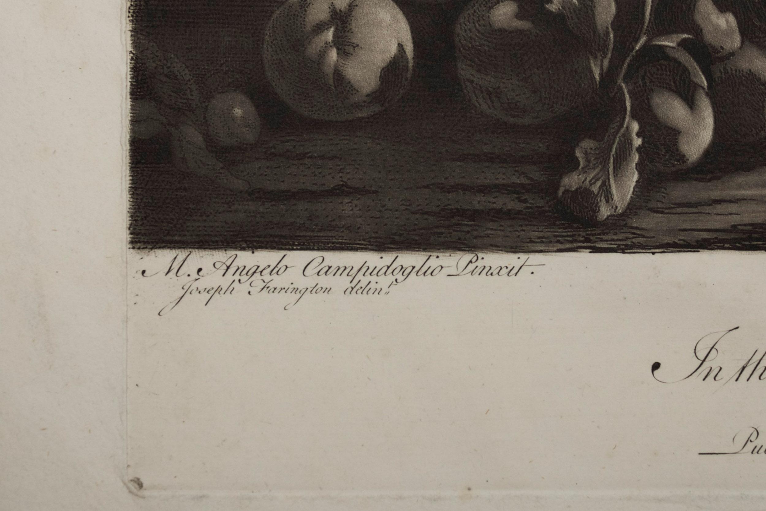 Mezzotinto-Gravur-Radierung „Ein Obststück“ „1779“ von Josiah Boydell (18. Jahrhundert und früher) im Angebot