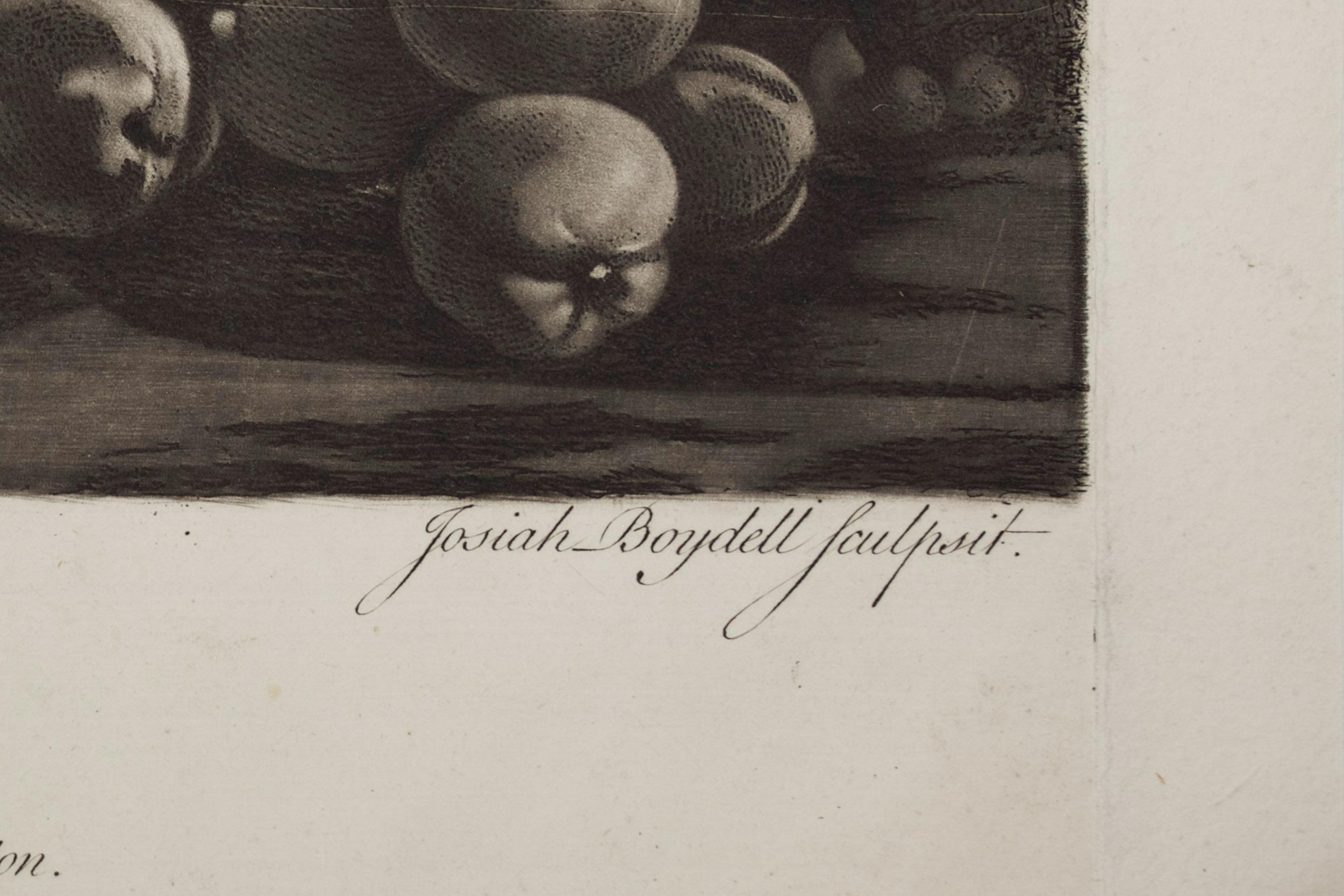 Mezzotinto-Gravur-Radierung „Ein Obststück“ „1779“ von Josiah Boydell im Angebot 1