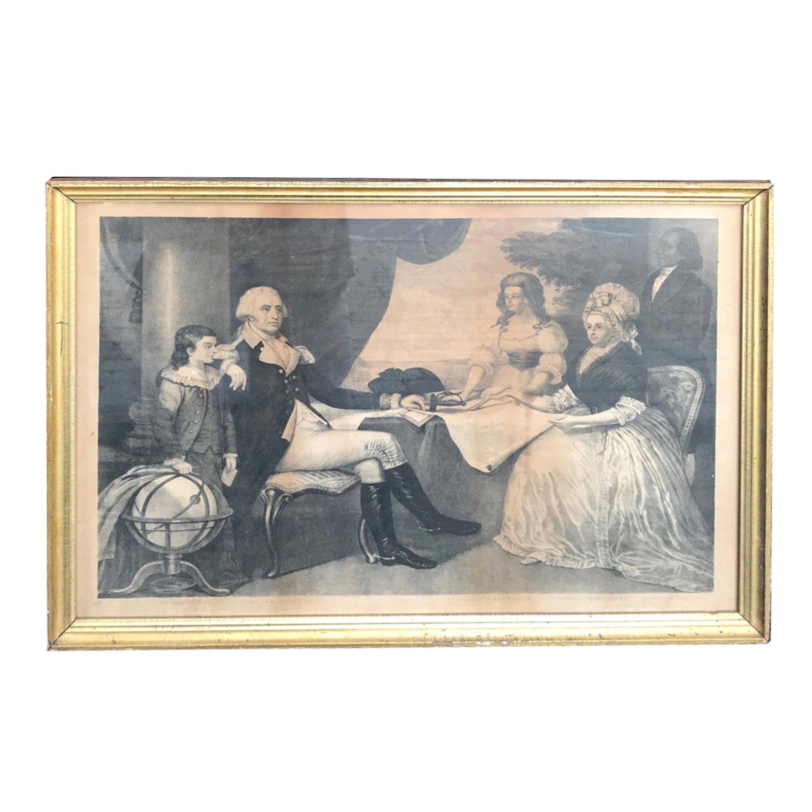 Mezzotint Engraving "The Washington Family" Attributed to John Sartain For Sale