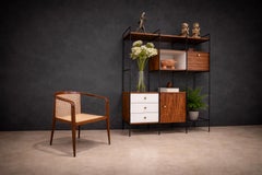 “MF 710” Modular Bookshelf in Hardwood & Metal, Geraldo de Barros, Brazil, 1956