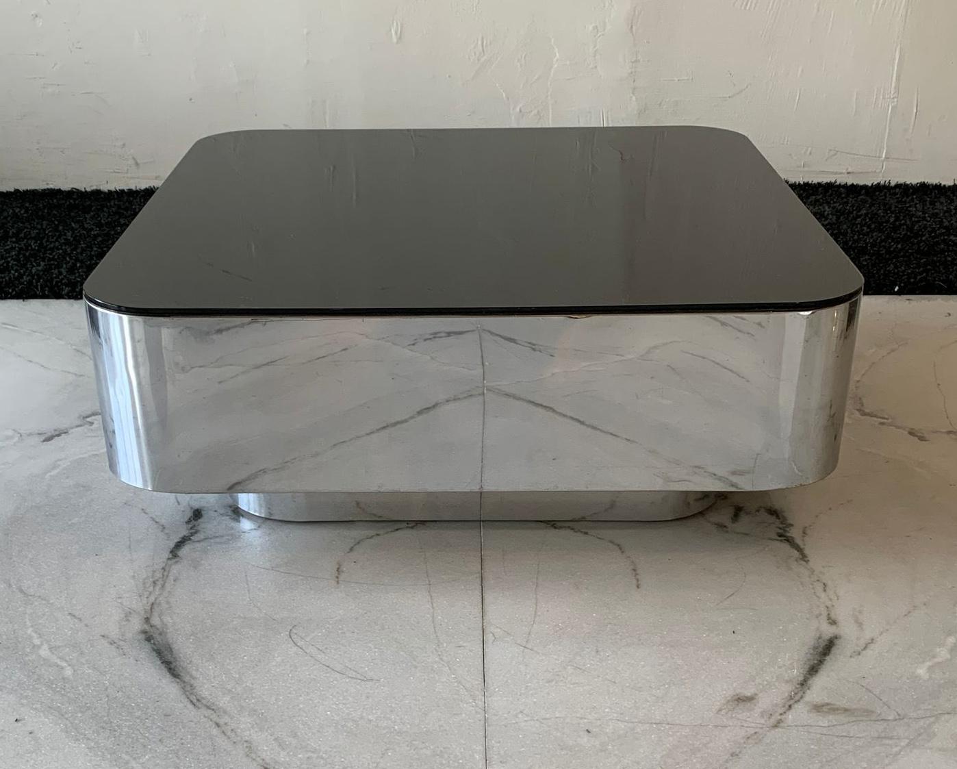 M.F. Harty for Stow Davis Chrome and Glass Coffee Table 2