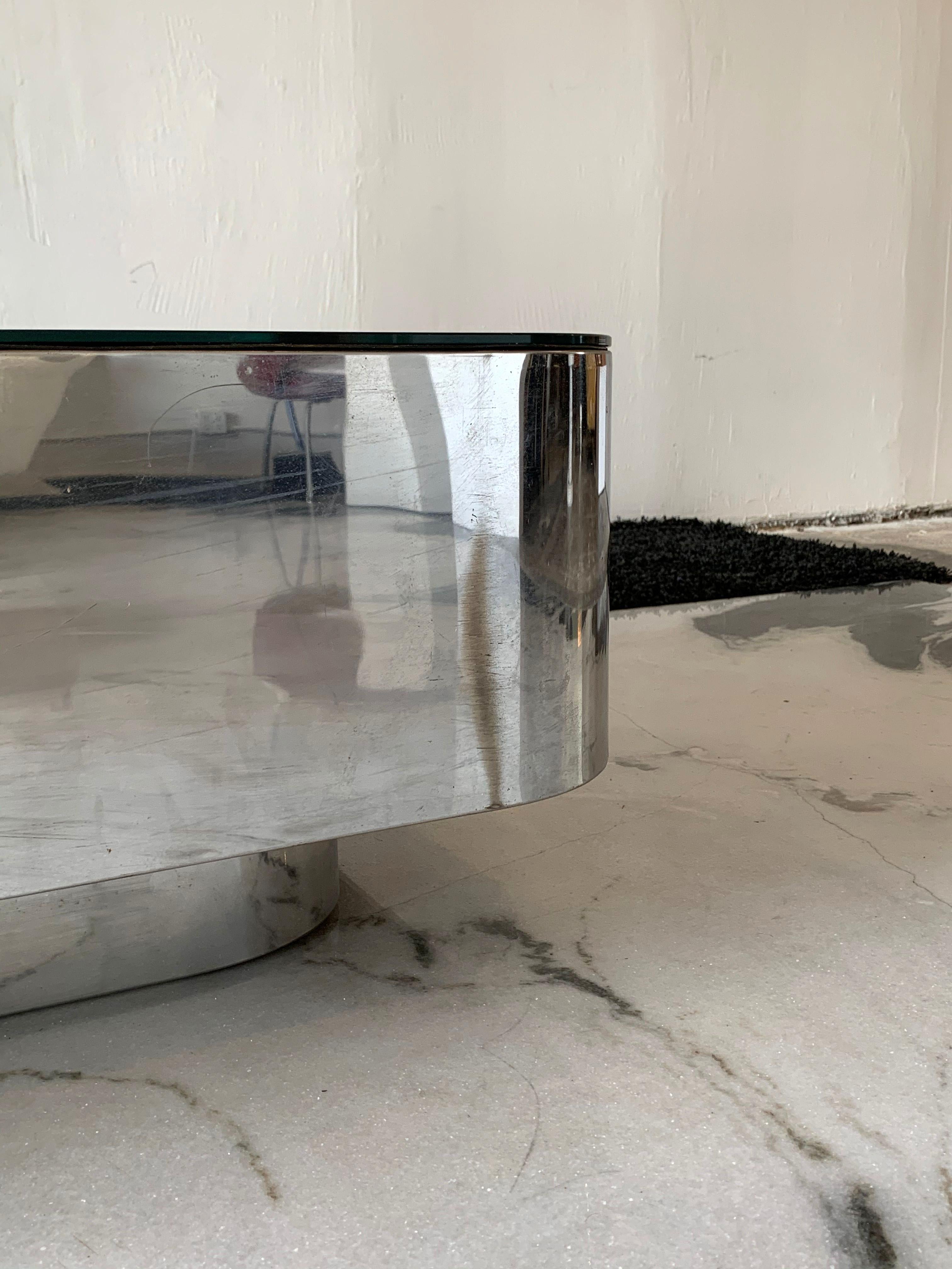 Mid-Century Modern M.F. Harty for Stow Davis Chrome and Glass Coffee Table