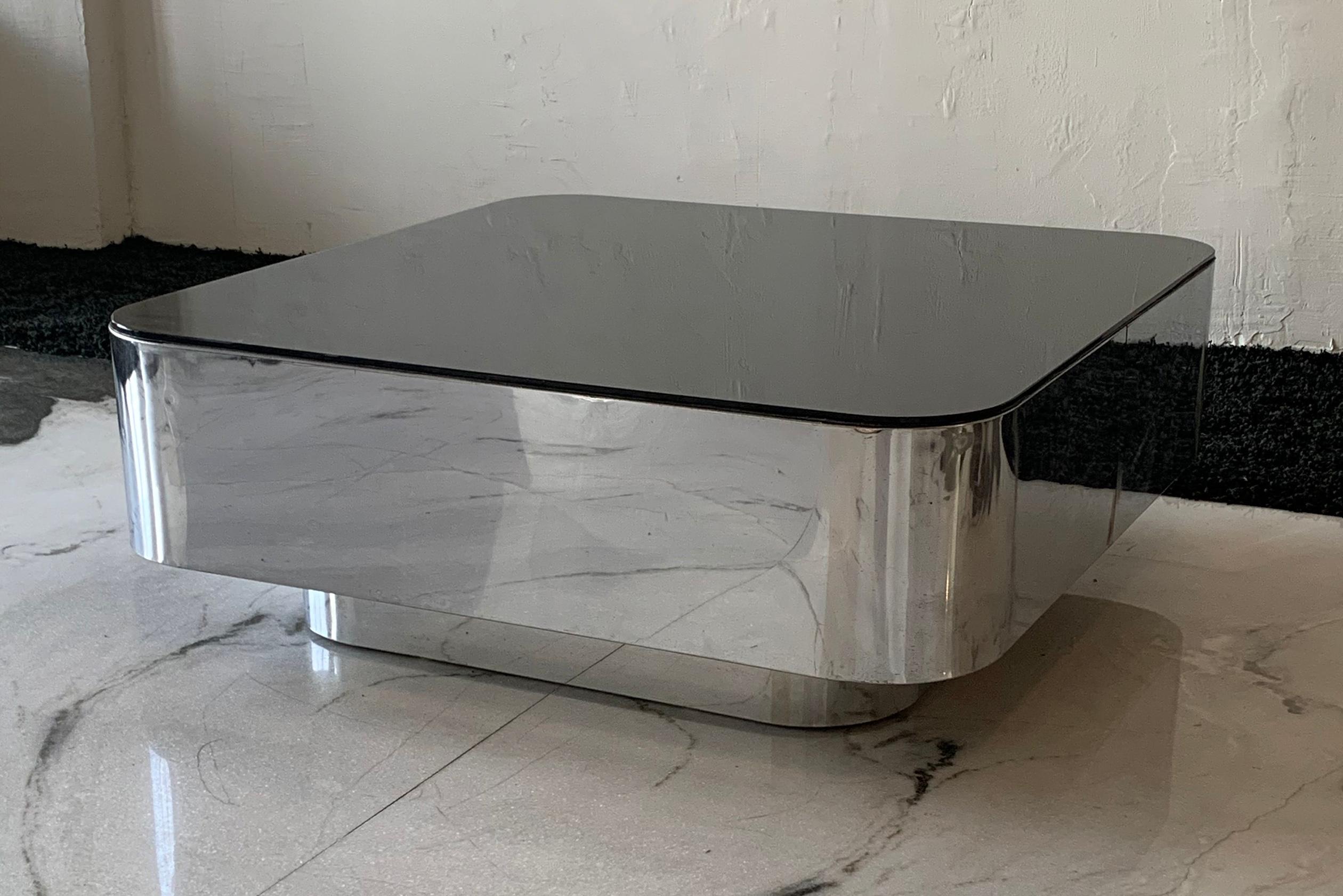 M.F. Harty for Stow Davis Chrome and Glass Coffee Table 1