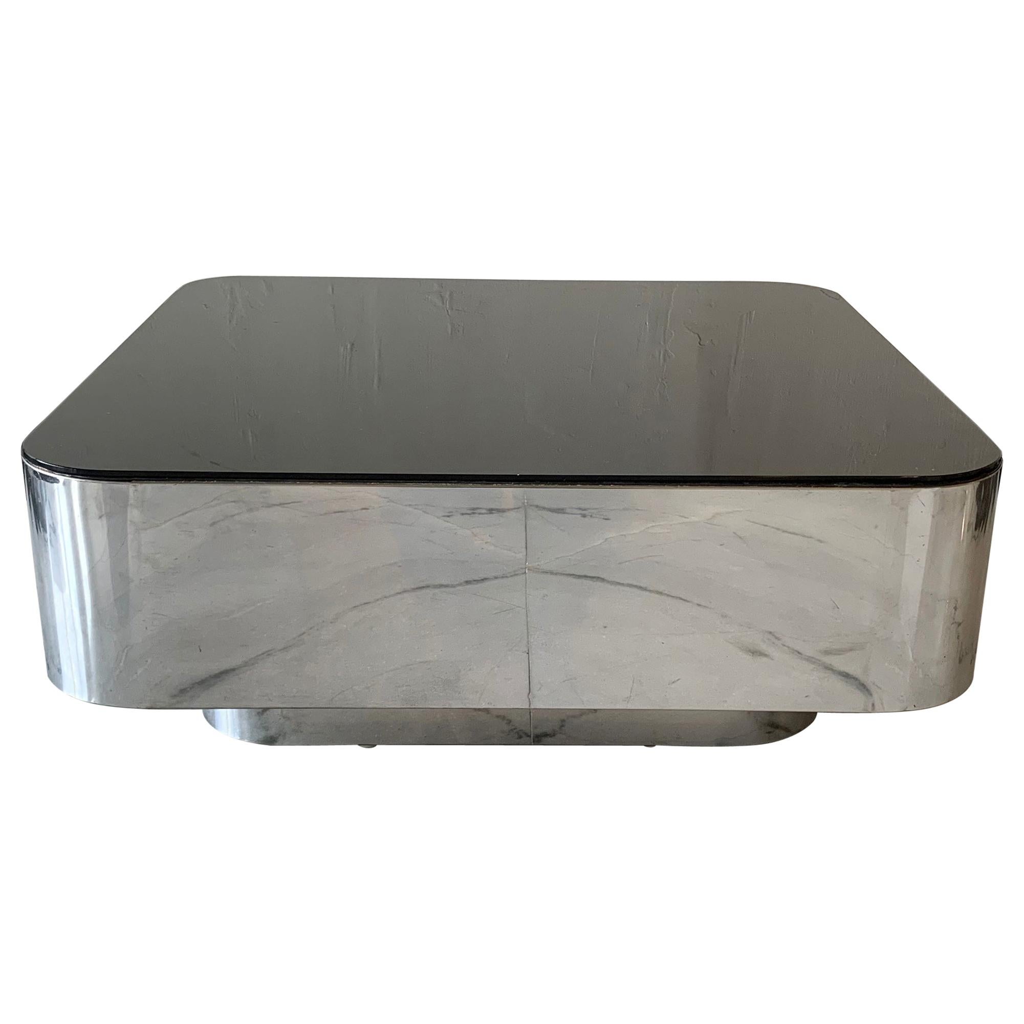 M.F. Harty for Stow Davis Chrome and Glass Coffee Table at 1stDibs | glass  coffee table near me, glass stow