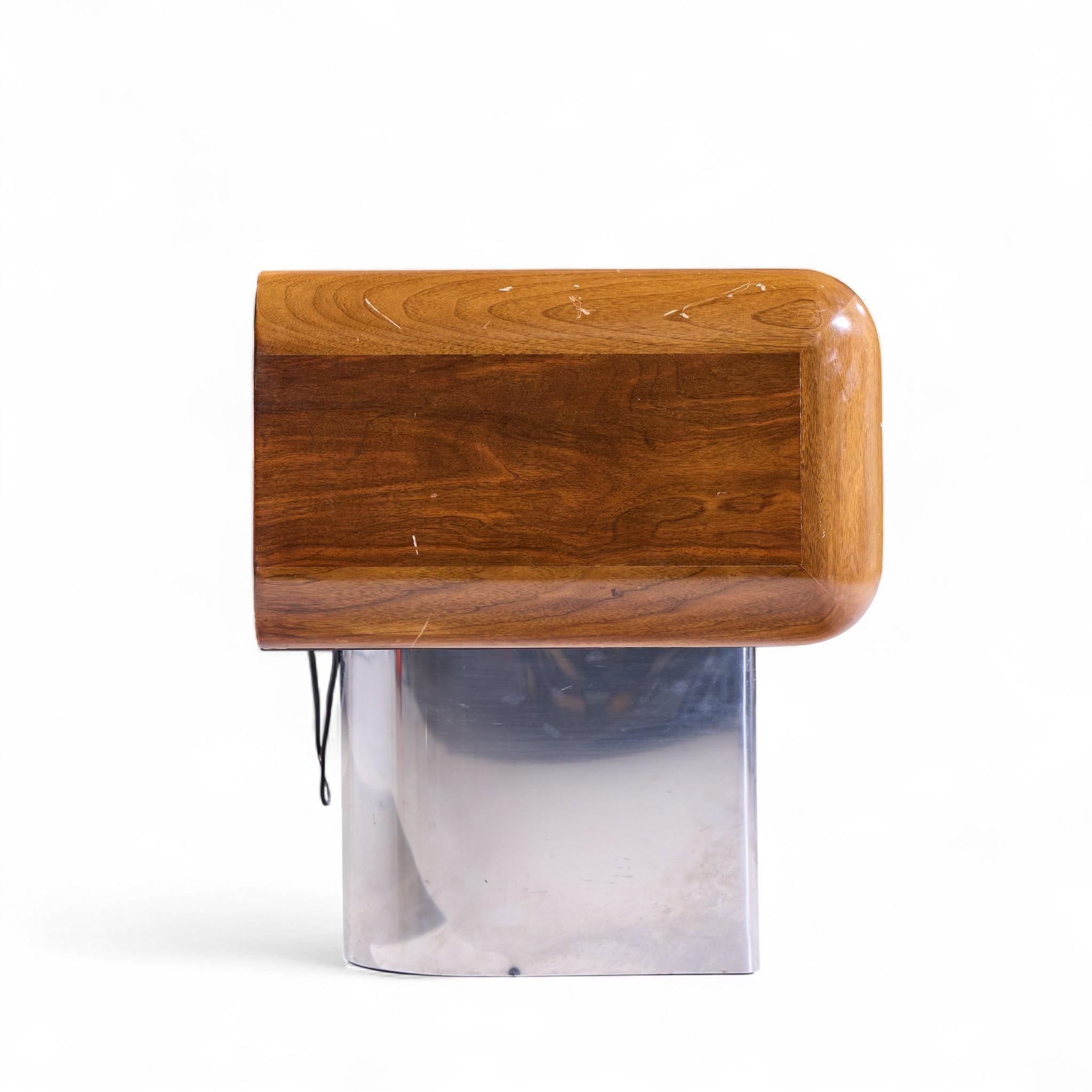 M.F. Harty for Stow Davis Tomorrow Chrome and Walnut Floating Credenza In Good Condition For Sale In Franklin Park, IL