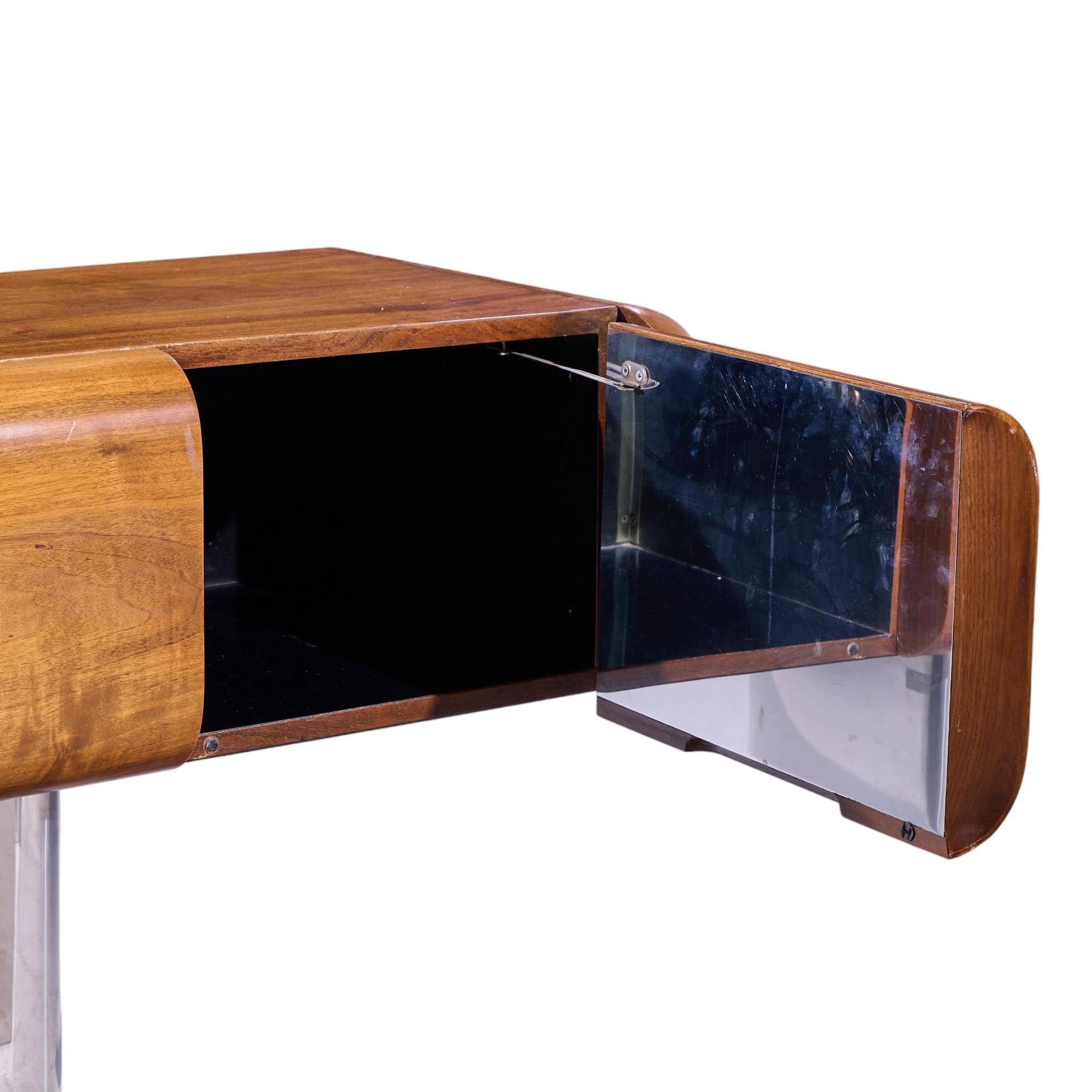 M.F. Harty for Stow Davis Tomorrow Chrome and Walnut Floating Credenza For Sale 2