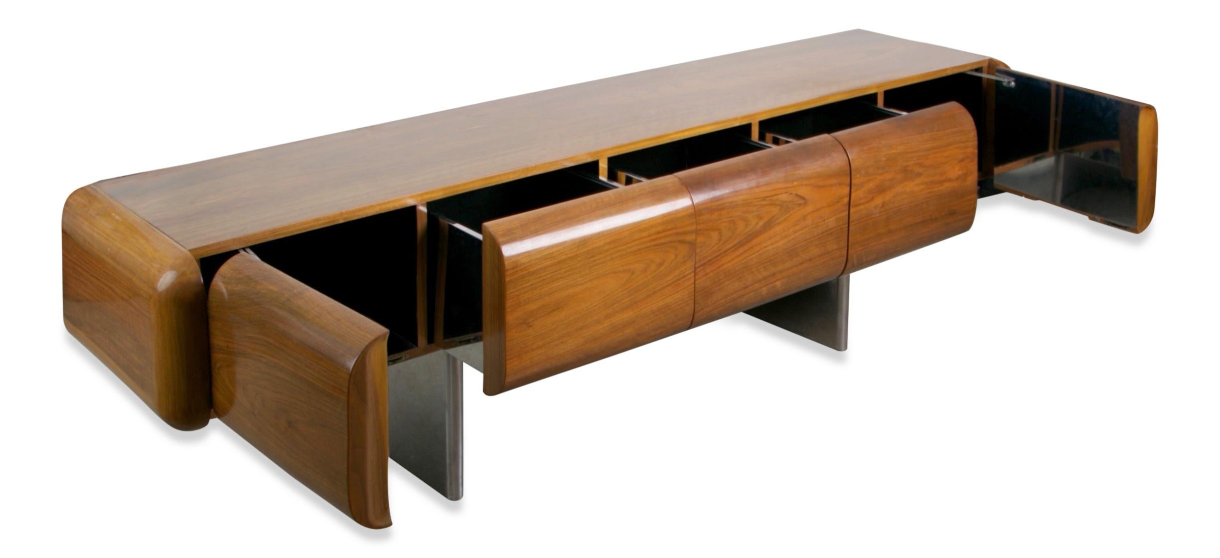 An incredibly rare and special Executive Credenza designed by M. F. Harty and produced by Stow Davis as part of the 