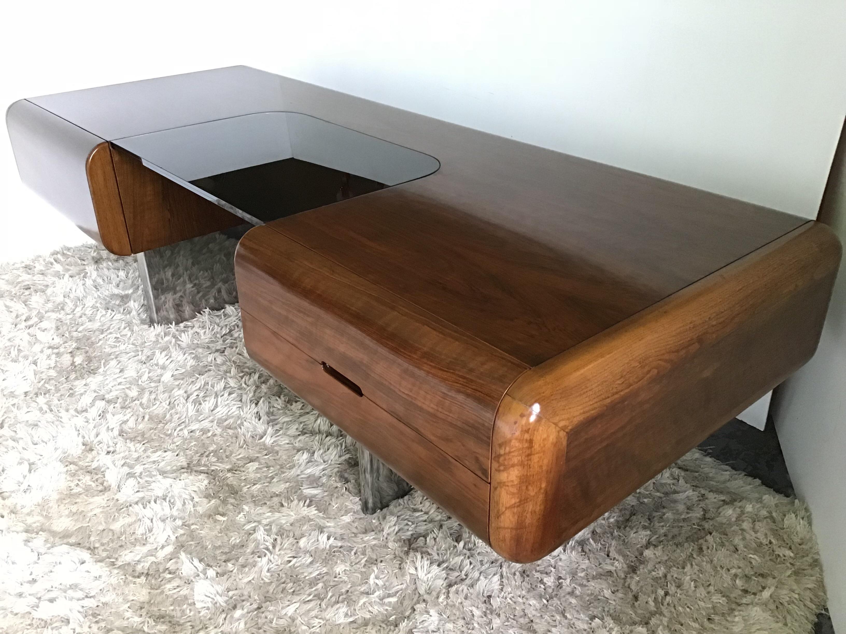 Glass M.F. Harty Space Age “Tomorrow” Desk for Stow Davis