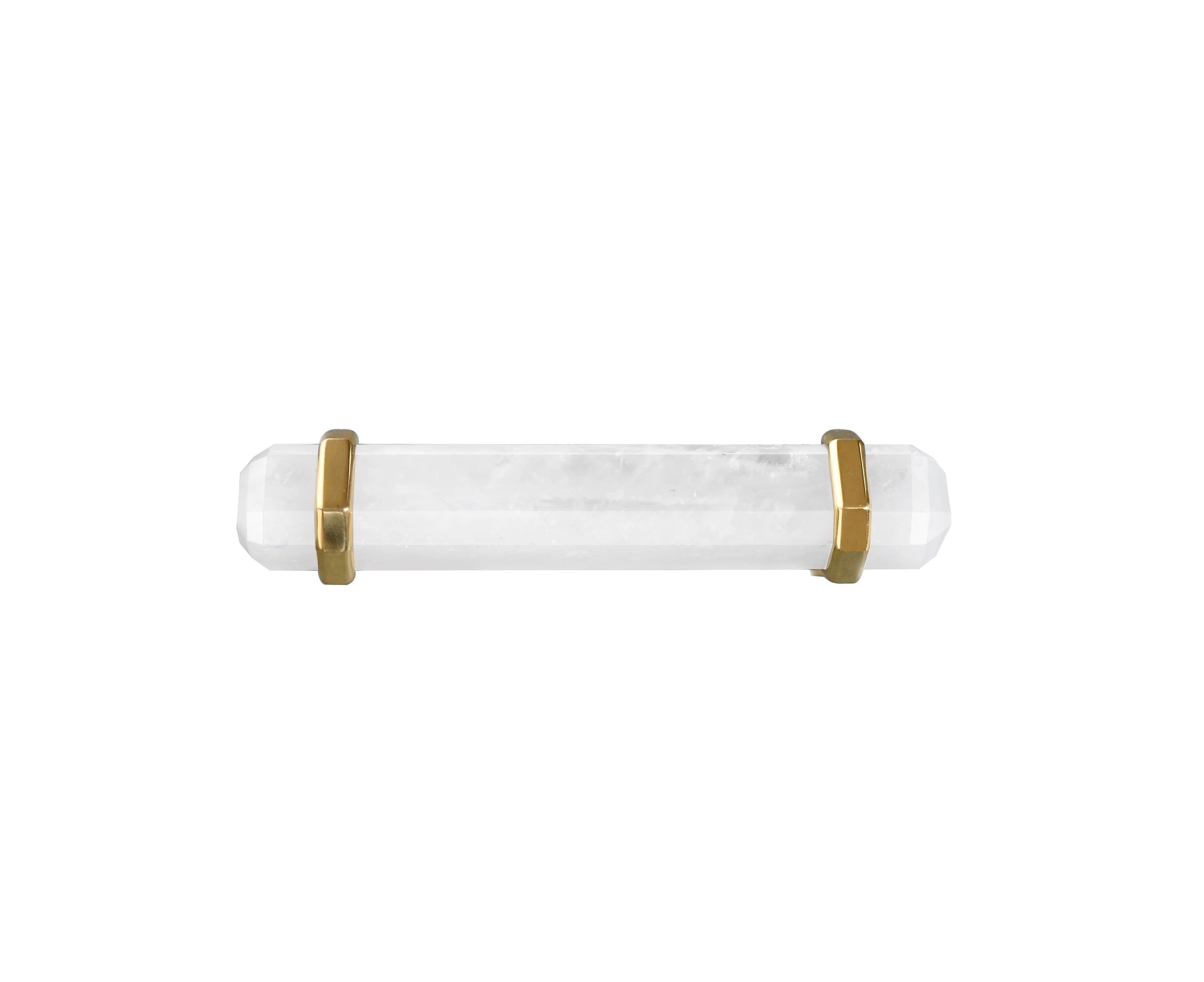 Rock crystal handles with polished brass decoration. Created by Phoenix Gallery NYC.