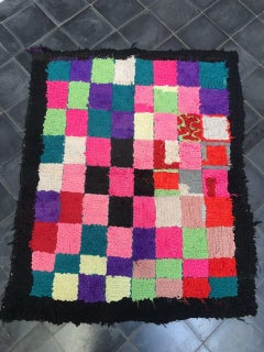 MG-2809 Moroccan Berber Vintage Handmade Tapestry Bright Colors Mixed Fabrics