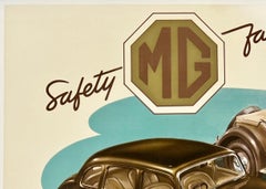 MG - SAFETY FAST T.D. MIDGET Original Vintage Classic Car Automobile Poster