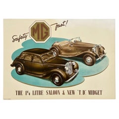 MG - SAFETY FAST T.D. MIDGET Original Vintage Classic Car Automobile Poster