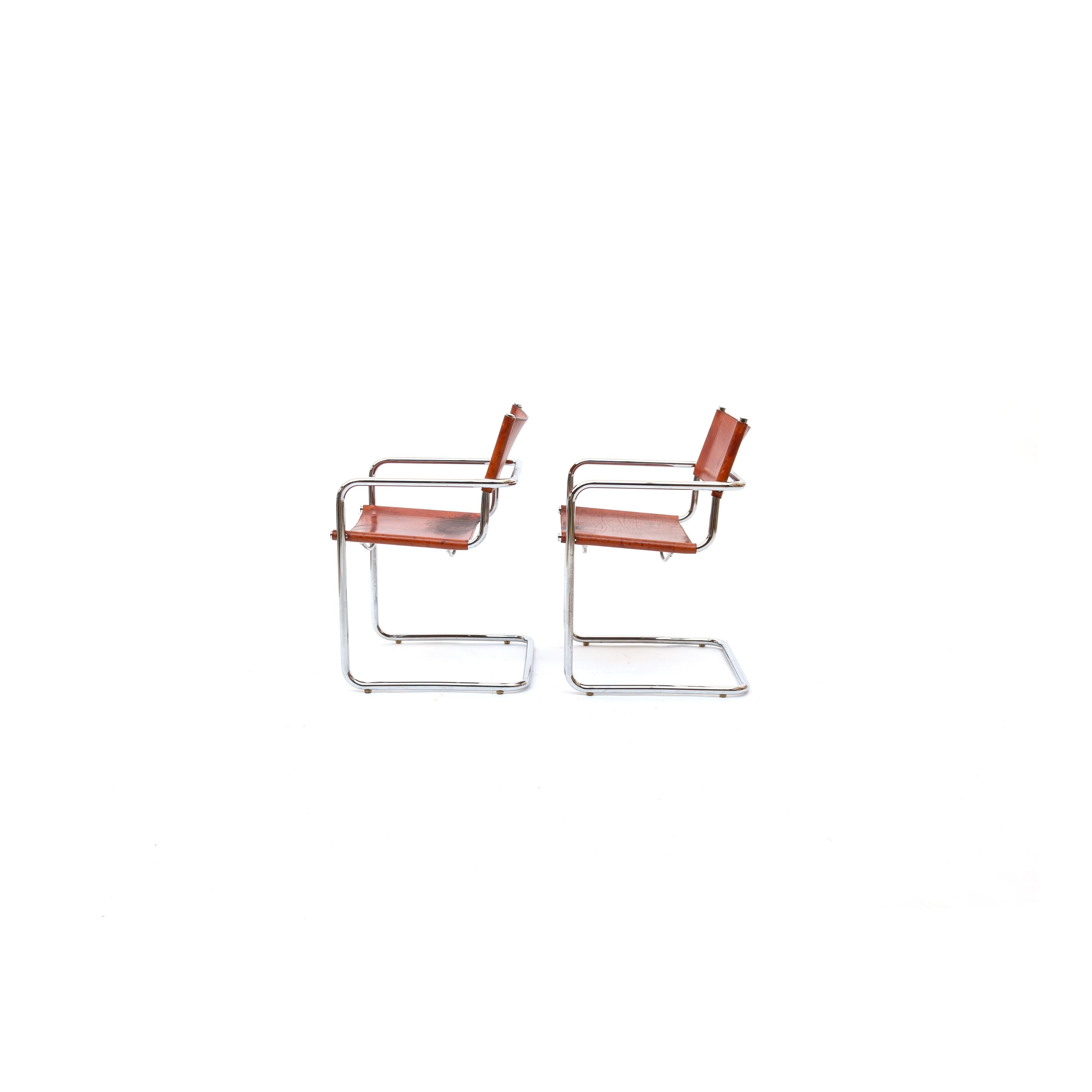 Mid-Century Modern MG5 Cognac Leather Chair by Marcel Breuer for Gavina